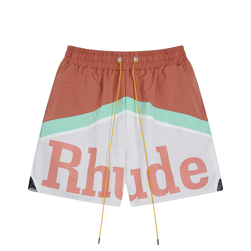 RHUDE Color Block Letter Print Quick Dry Shorts