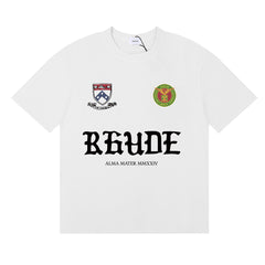 RHUDE American Retro Letter Print Loose Casual T-Shirt