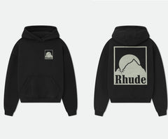 RHUDE American Vintage Letter Print Loose Hooded Sweatshirt