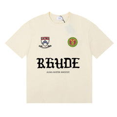 RHUDE American Retro Letter Print Loose Casual T-Shirt