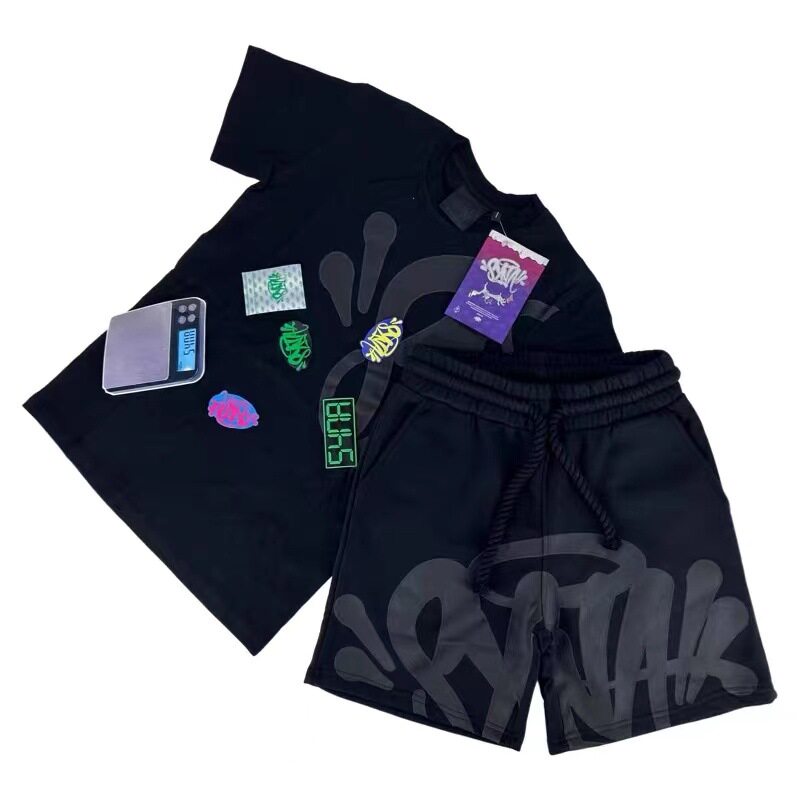 SynaWorld sports outfit - Y2k top, hip-hop drawstring shorts