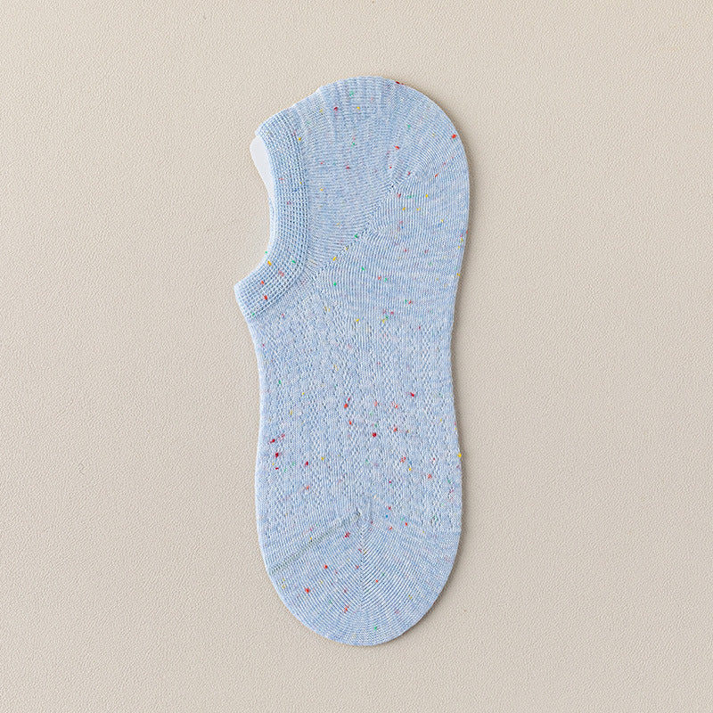 "Speckle Mist" Ultra-Thin Cotton Blend Mesh No-Show Socks
