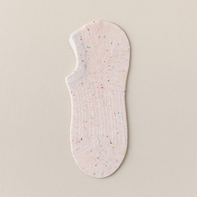 "Speckle Mist" Ultra-Thin Cotton Blend Mesh No-Show Socks