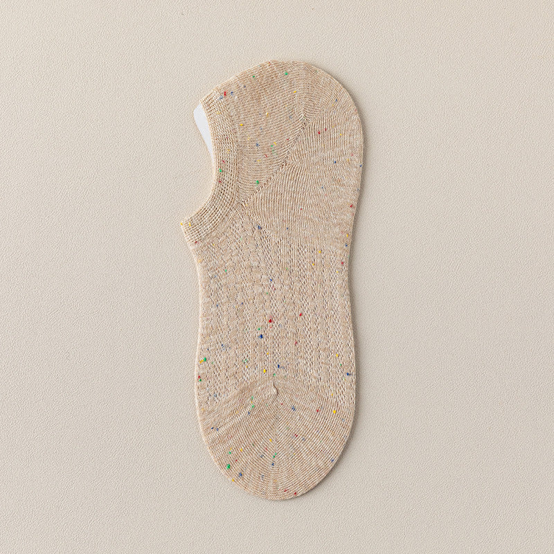 "Speckle Mist" Ultra-Thin Cotton Blend Mesh No-Show Socks